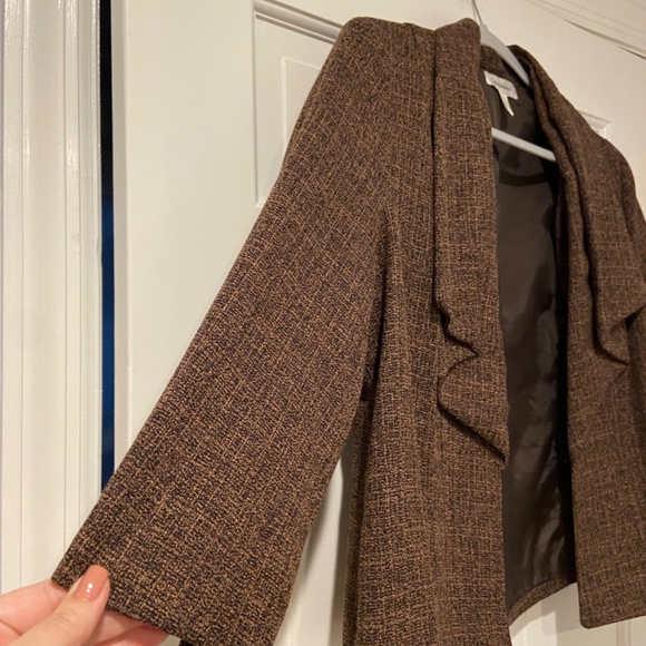 Dressbarn Brown Tweed Waterfall Blazer – Women’s Size Medium - Picture 3 of 9